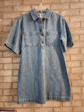 Future Collective Denim Tunic Dress with Chest Pockets